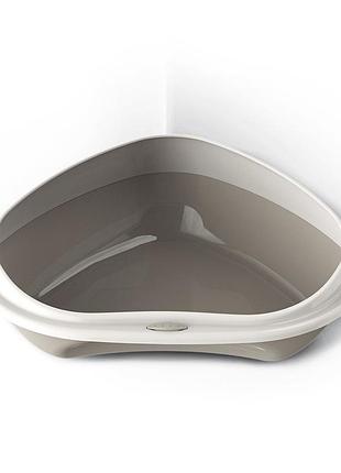 Туалет кутовий з бортиком georplast shuttle corner для котів 58x48x20.5 см, коричневий