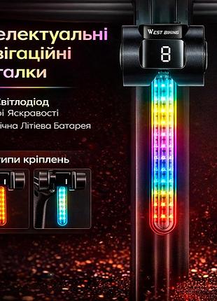 Задній ліхтар для велосипеда intelligent sensing cob rgb, з датчиком гальмування та навігаційним стоп-сигналом