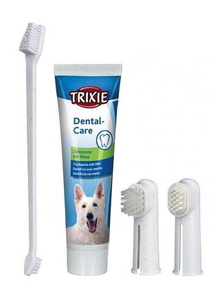 Зубна паста для собак trixie із щіткою, 100 г
