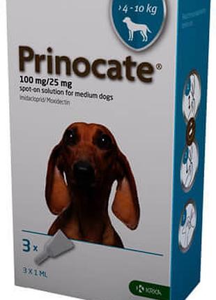 Prinocat (принокат) капли на холку от блох, клещей и гельминтов для собак от 4 до 10 кг, упаковка