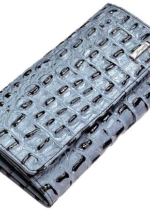Кошелек женский кожаный классический серый 10*19*3 (турция)