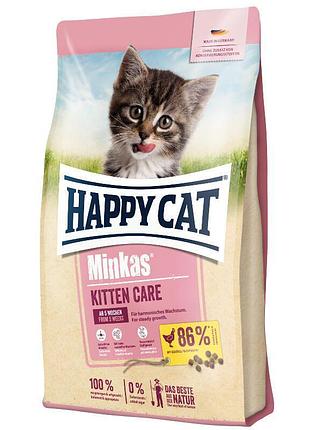 Happy cat (хэппи кэт) minkas kitten care - полнорационный сухой корм с птицей для котят, 1.5 кг