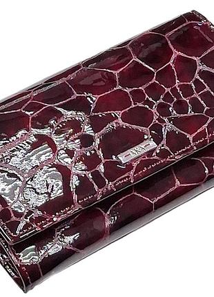 Кошелек кожаный женский лаковый бордовый 10*18*3 aka deri (турция)