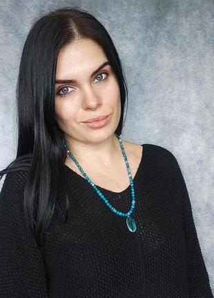 Апатит. намисто з натурального апатиту. кольє натуральний апатит. буси з натурального апатиту.