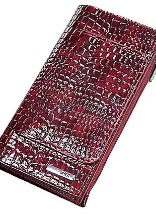 Кошелек кожаный лаковый бордовый aka deri 18*9*2 (турция)