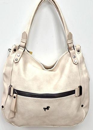 Сумка жіноча бежева стильна 36*35*13 miami polo (туреччина)