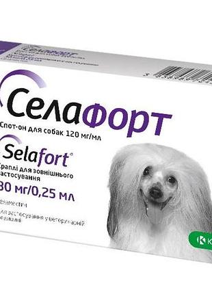 Краплі від бліх, кліщів і гельмінтів для собак 2,5 - 5 кг selafort (селафорт) by krka, 30 мг / 0.25 мл