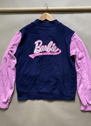 Кофта бомбер дитяча для дівчинки barbie 12-14 років | зріст 158-164 см | синьо-рожева бавовняна на кнопках