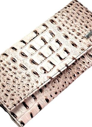 Кошелек женский кожаный с визитницей бежевый 10*19*3 (турция)
