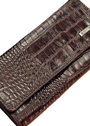 Кошелек женский кожаный классический коричневый 10*19*3 (турция)