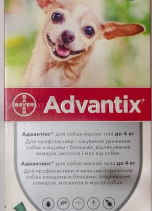 Средство от блох и клещей advantix для собак до 4 кг