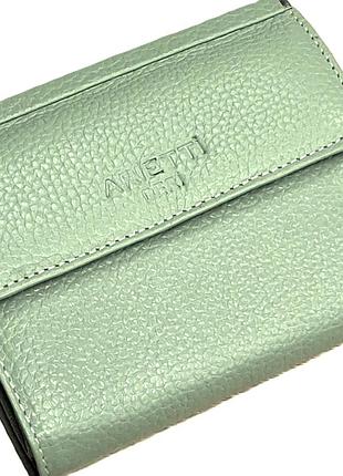 Кошелек женский кожаный бело-зеленый arietti 10*12*2 (турция)