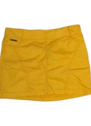 Юбка джинсовая женская жёлтая bershka, размер s, короткая