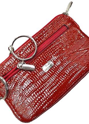 Ключница монетница кожаная красная 7*12*1 (desisan)