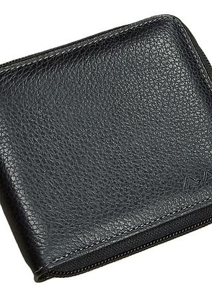 Кошелек кожаный черный на молнии компактный10*12*2 aka deri