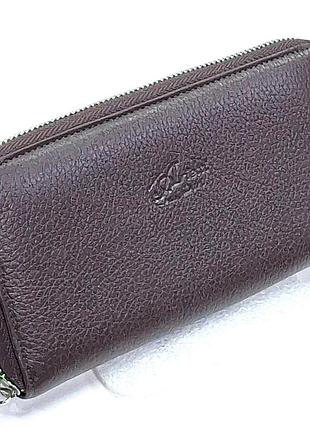 Кошелек кожаный коричневый на молнии 10*20*2,5 (турция)