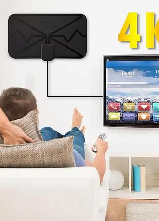 Антена hdtv dvb-t/dvb-t2 кімнатна тв цифрова з підсилювачем digital hdtv antenna внутрішня