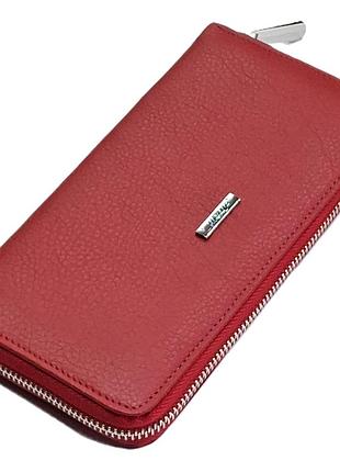 Кошелек кожаный женский красный на молнии 20*10*2,5 (турция)
