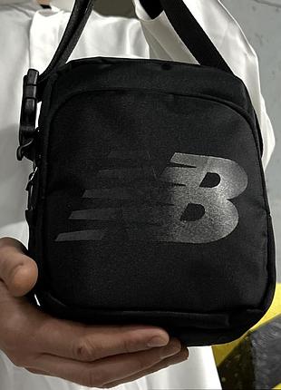 New balance мужская барсетка - компактная чёрная сумка через плечо