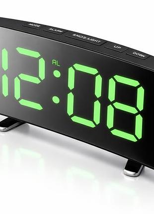 Настільний led годинник dt-6507 multi із будильником та зеленою підсвіткою | дзеркальний електронний годинник