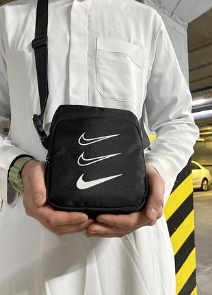 Nike сумка барсетка через плече - чорна модель чоловіча з кишенями
