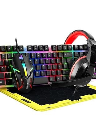 Игровой комплект gaming combo 4-in-1 t-wolf tf-240 (клавиатура, мышь, наушники, коврик)