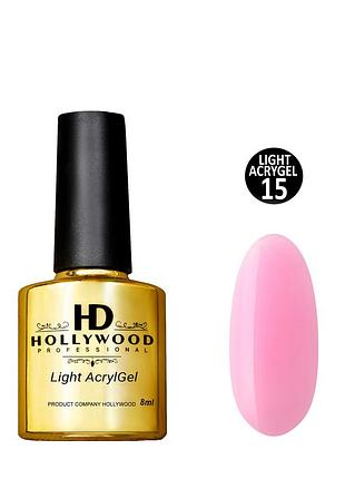 Рідкий акригель light acrygel 15 рожевий hd hollywood