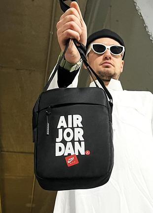Мужская через плечо джордан jordan черная cумка спортивная барсетка