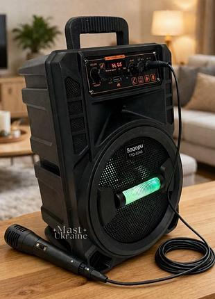 Портативна акумуляторна колонка, бездротова bluetooth акустична система 20вт 8" для караоке з мікрофоном, ttd-8245