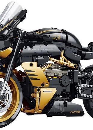 Конструктор спортивный мотоцикл golden beast, серия raceforge top speed, 1:8, 506 деталей, черный с золотым, коллекционный байк 8+