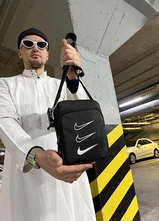 Мужская спортивная барсетка nike черная сумка через плечо найк nike