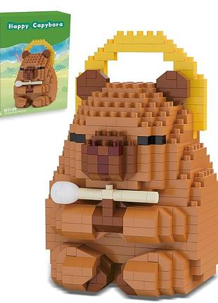 Конструктор 3d игрушка для детей фигурка капибара с барабаном happy capybara mini building blocks set m3149