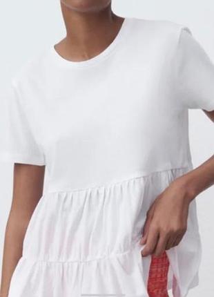 Футболка жіноча оригінальна біла з воланами zara,s/m