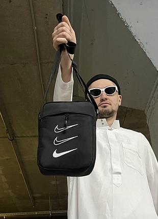 Мужская спортивная барсетка nike черная сумка через плечо найк nike