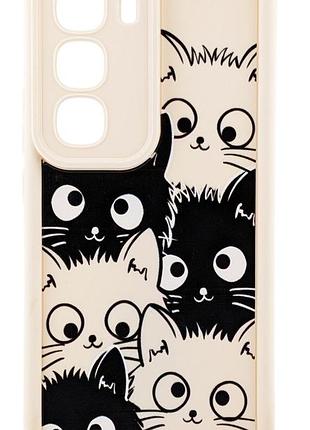 Чехол shock case print для infinix hot 60 pro plus (x6886) бампер силиконовый бежевый котики