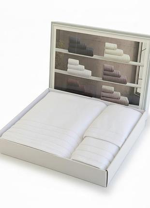 Набір рушників maison d'or caresse white мікрокотон 40-60 см, 50-100 см, 90-150 см білий