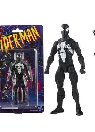 Колекційна екшн-фігурка symbiote spider-man marvel legends retro – чорний людина-павук симбіот, 15 см