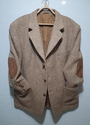 Harris tweed клубный пиджак блейзер из аутентичной плотной шотланской шерсти большой размер