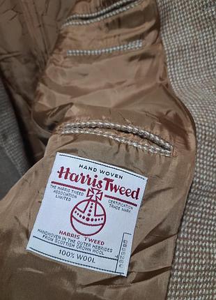 Harris tweed твідовий  клубний піджак блейзер з автентичної  цупкої шотланської вовни з замшевими  налокітниками  великий розмір