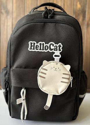 Рюкзак жіночий текстильний hello cat, рюкзак для дівчинки, підлітковий рюкзак