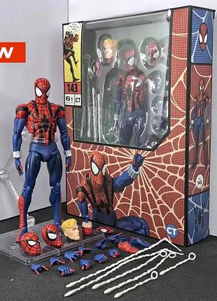 Колекційна фігурка людина-павук (spider-man) 143 | марвел, екшн-фігурка з аксесуарами, змінні голови та руки