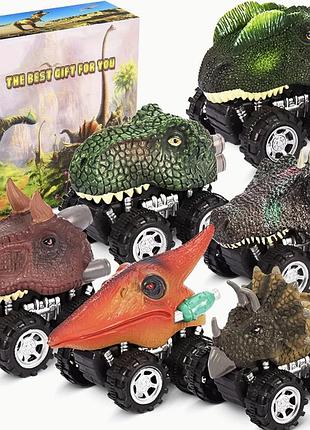 Набор игрушечных машинок-динозавров dinobros "pull back cars" 6шт.