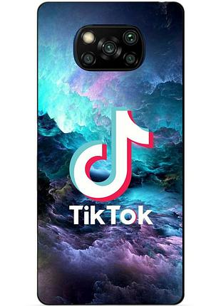 Силиконовый бампер чехол для xiaomi poco x3 с рисунком tik tok