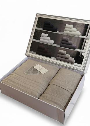 Набір рушників maison d'or caresse beige мікрокотон 40-60 см, 50-100 см, 90-150 см бежевий