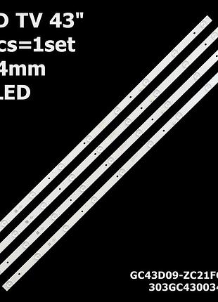 Led підсвітка tv 43" 9-led 824mm 3v gc43d09-zc21fg-01 303gc430034 le43ct2000ak 43pff5011 4 шт.