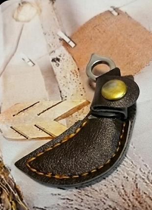 Нож-брелок мини коготь (керамбит) с коричневым чехлом - карманный edc нож для посылок, нержавеющая сталь