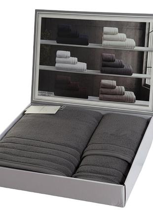 Набір рушників maison d'or caresse grey мікрокотон 40-60 см, 50-100 см, 90-150 см сірий