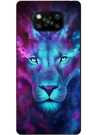 Силиконовый бампер чехол для xiaomi poco x3 с рисунком космический лев
