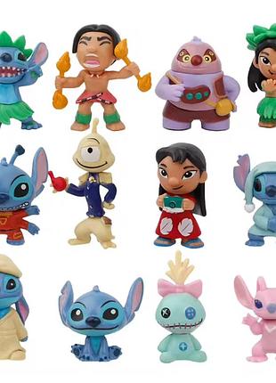 Набір фігурок lilo & stitch 12 шт – герої мультфільму ліло і стіч дісней для дітей і колекціонерів