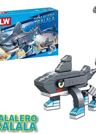 Конструктор lw tralalero tralala shark / фігурка акули з блоків 63 деталі — набір для дітей 6+, колекційна модель